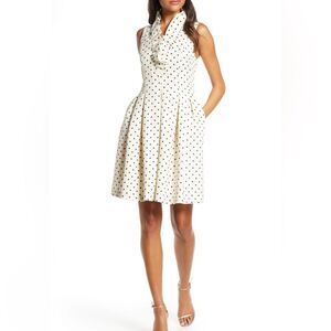 Harper Rose Dress Metallic Polka Dot Sleeveless Fit & Flare Sz 14 New Ruffle